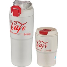 1001 2'li Çelik Termos-Kahve Bardağı Seti 750ML Çift Kullanım TERMOS//450ML Mug Kahve Bardağı