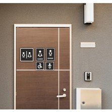 Empressco Wc Tuvalet Kapı Yönlendirme Tableası Siyah Ahşap Set