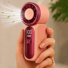 1001 9CMX4CM Ultra Mini En Küçük El Fanı Taşınabilir Şarjlı Dijital Göstergeli Ayarlanabilir Hı
