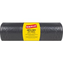 1001 Endüstriyel Orta Siyah Çöp Torbası 20'li 55X60 Cm, Yırtılmaz & Sızdırmaz, Çift Katlı, Geri