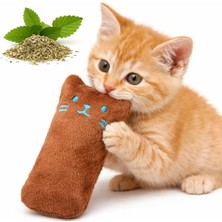 1001 Catnip Kedi Oyuncağı Kahverengi – Sesli Peluş Kedi Oyuncak, Isırınca Ses Çıkaran Plush Cat