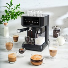 1001 Mycaffe Barista S10 Entegre Süt Hazneli, Espresso, Latte ve Cappuccino Makinesi Matte Black