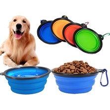 1001 Katlanabilir Taşınabilir Kedi Köpek Mama ve Su Kabı Evcil Hayvan Portatif Kase,akordiyon Silikon