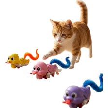 1001 Kurmalı Tüylü Hareketli Kedi Oyuncağı Yılan Fare Tipi Zıplayan Yürüyen Kedi Oyuncağı