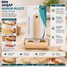 Go İthalat Ahşap Hamur Ruleti Metal Gövde (5477)