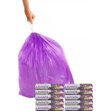 1001 Büyük Boy 65X70 Lavanta Kokulu Büzgülü Çöp Poşeti 100 Adet (10 Paket) Çöp Torbası 60 Litr