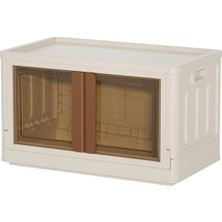 Empressco SN-25882 32L Katlanabilir Plastik Saklama Kutusu Kahverengi Kapaklı Tekerlekli 31X49X30CM