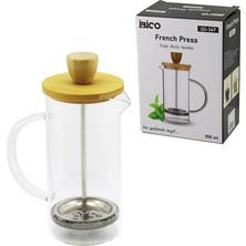 Go İthalat French Press Bambu Kapak 350ML Cam Bitki Süzgeçi (5477)