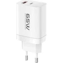 ALK Konfulon C99Q 65W Pd Destekli Type-C ve USB Çift Çıkışlı Hızlı Şarj Adaptörü - Beyaz