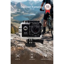 Eco Lounge Aksiyon Kamerası 4K Çözünürlük Wifi Su Geçirmez 3 Atm Hafıza Kartı Desteği Siyah