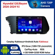 SBAID Hyundai I20/BAYON 2020-2024 Yıl Uyumlu 4GB Ram 64GB Rom Hafıza Android Kablosuz Carplay Navigasyon Multimedya 10 Inç Ekran Hediye Görüş Kamerası Hediye Çerçevesi