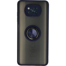 Mey Ithalat®   Pocophone X3 Kılıf Montreal Yüzüklü Silikon Kapak - Lacivert