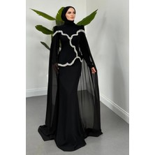 Merven Akyüz Jezabel Taşlı Balık Abiye Siyah