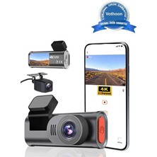 ALK 4K Wifi Çift Kameralı Araç Kamerası Gece Görüşlü G-Sensörlü Dash Cam 170 Derece