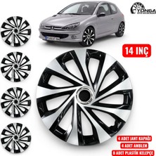 YONGA OTO AKSESUAR Peugeot 206 Jant Kapağı 14 Inç Kırılmaz 4'lü + 4 Amblem + 8 Cırt Kelepçe