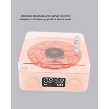 Esranın Dünyası 3-Ü-1 Gece Işığı Bluetooth Hoparlör ve Dijital Saat Vintage Plak Çalar Tasarımlı