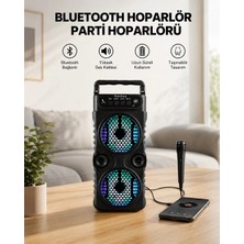 Esranın Dünyası LED Işıklı Kablosuz Bluetooth Hoparlör Yüksek Ses Güçlü Bas Performansı Taşınabilir Şarjlı