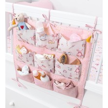 Esranın Dünyası Baby 9 Cepli Bağlamalı Beşik Kenarı Düzenleyici (Pembe)