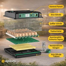 Epilons FX192 Model Tam Otomatik Kuluçka Makinesi - Tüm Kanatlı Hayvanlara Uyumlu Yeni Nesil Su Hazneli Süngerli Sistem