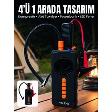 Epilons 4'ü 1 Arada Akü Takviye Cihazı Dijital Lastik Şişirme Kompresörü 10000MAH Powerbank ve LED Fener