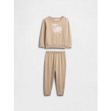 Gap Bebek Bej Grafik Baskılı Sweat Set