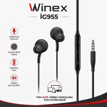 Winex İG955 Mikrofonlu Kablolu Kulaklık 3.5mm Siyah