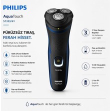 Philips Aquatouch S1323/41 Islak Kuru Tıraş Makinesi Siyah Renk Kablosuz Kullanım ve Favori Ek Başlık