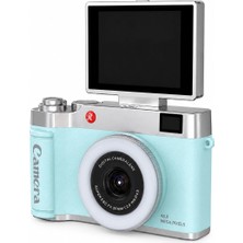 Esranın Dünyası 4K Çantalı Dijital Retro Video Kamera 48MP 16X Zoom Işıklı (32GB) Kart Dijital Fotoğraf Makinesi Mavi