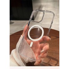 Iphone 13/14 Uyumlu Magsafeli Şeffaf Sararmaz Mika Kılıf Yükseltilmiş Kamera Çevresi Metal Tuşlu Premium Seri