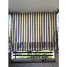 Çıtçıtlı Yüksekliği Ayarlanabilen Katlanabilir Gri Krem Balkon Perdesi