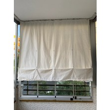 Çıtçıtlı Yüksekliği Ayarlanabilen Katlanabilir Krem Balkon Perdesi