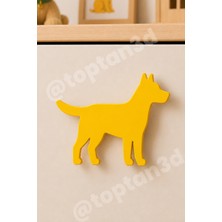 Toptan3D (6x4 Cm) Sarı Köpek Dolap Kulpu - Modern Çocuk, Bebek Odası Mobilya Kulpu (Kulp Vidası Dahildir)