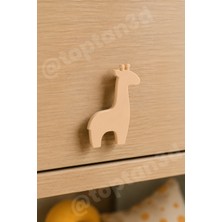 Toptan3D (6x4 Cm) Açık Bej Zürafa Dolap Kulpu - Modern Çocuk, Bebek Odası Mobilya Kulpu (Kulp Vidası Dahildir)