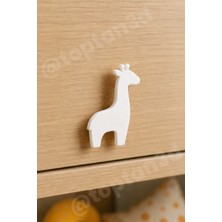 Toptan3D (6x4 Cm) Beyaz Zürafa Dolap Kulpu - Modern Çocuk, Bebek Odası Mobilya Kulpu (Kulp Vidası Dahildir)