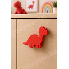 Toptan3D (6x4 Cm) Kırmızı Dinozor Dolap Kulpu - Modern Çocuk, Bebek Odası Mobilya Kulpu (Kulp Vidası Dahildir)