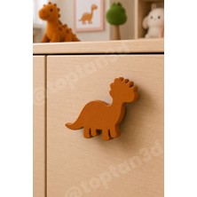 Toptan3D (6x4 Cm) Kahverengi Dinozor Dolap Kulpu - Modern Çocuk, Bebek Odası Mobilya Kulpu (Kulp Vidası Dahildir)