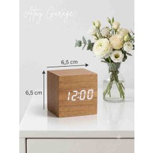 Atay Garage Minimalist LED Dijital Kahverengi Saat – Masaüstü Dekoratif Saat – Sessiz & Modern Tasarım