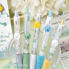 ÖZ OFİS Kawaii Moka The Song Of Gardenia Çiçek Temalı Jel Kalem Tekli - 0.5 mm Ergonomik Tutuşlu Basmalı Kalem