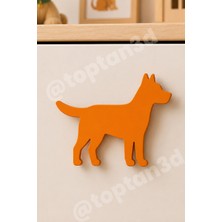 Toptan3D (6x4 Cm) Turuncu Köpek Dolap Kulpu - Modern Çocuk, Bebek Odası Mobilya Kulpu (Kulp Vidası Dahildir)