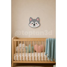 Toptan3D Kurt Duvar Süsü, Çocuk Odası Duvar Dekoru, Yapışkanlı Bebek Odası Süsleri, Sevimli Dostlar (15 Cm)