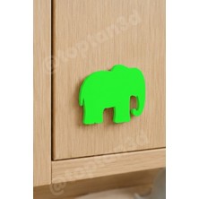 Toptan3D (5x4 Cm) Yeşil Fil Dolap Kulpu - Modern Çocuk, Bebek Odası Mobilya Kulpu (Kulp Vidası Dahildir)