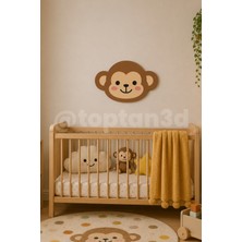 Toptan3D Maymun Duvar Süsü, Çocuk Odası Duvar Dekoru, Yapışkanlı Bebek Odası Süsleri, Sevimli Dostlar (15 Cm)