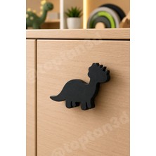 Toptan3D (6x4 Cm) Siyah Dinozor Dolap Kulpu - Modern Çocuk, Bebek Odası Mobilya Kulpu (Kulp Vidası Dahildir)