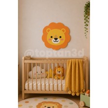 Toptan3D  Aslan Duvar Süsü, Çocuk Odası Duvar Dekoru, Yapışkanlı Bebek Odası Süsleri, Sevimli Dostlar (15 Cm)