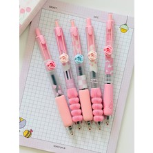 ÖZ OFİS Kawaii Moka Spring Tulip Pembe Lale Temalı Jel Kalem Tekli- 0.5 mm Ergonomik Tutuşlu Basmalı Kalem