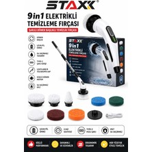 Staxx Power Şarjlı ve Elektrikli Temizlik Fırçası | Turbo Dönüş Teknolojisi | Ipx7 Su Geçirmez | 9 Başlıklı Set