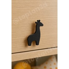 Toptan3D (6x4 Cm) Siyah Zürafa Dolap Kulpu - Modern Çocuk, Bebek Odası Mobilya Kulpu (Kulp Vidası Dahildir)
