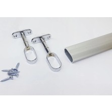 Empressco Gardırop Elbise Askı Borusu Alüminyum Dolap Borusu 1 Adet 60 cm ve 2 Adet Başlık