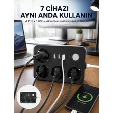 Nevamel® 3 USB Çıkışlı 4’lü Akıllı Priz 2500W 2 Metre Kablo