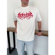 Erkek Baskılı T-Shirt Yazlık Kısa Kol Bisiklet Yaka Rahat Kalıp Tişört - Beyaz